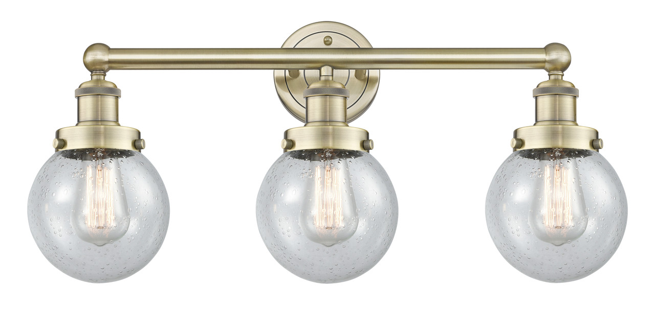 INNOVATIONS 616-3W-AB-G204-6 Beacon 3 24.5 inch Bath Vanity Light Antique Brass