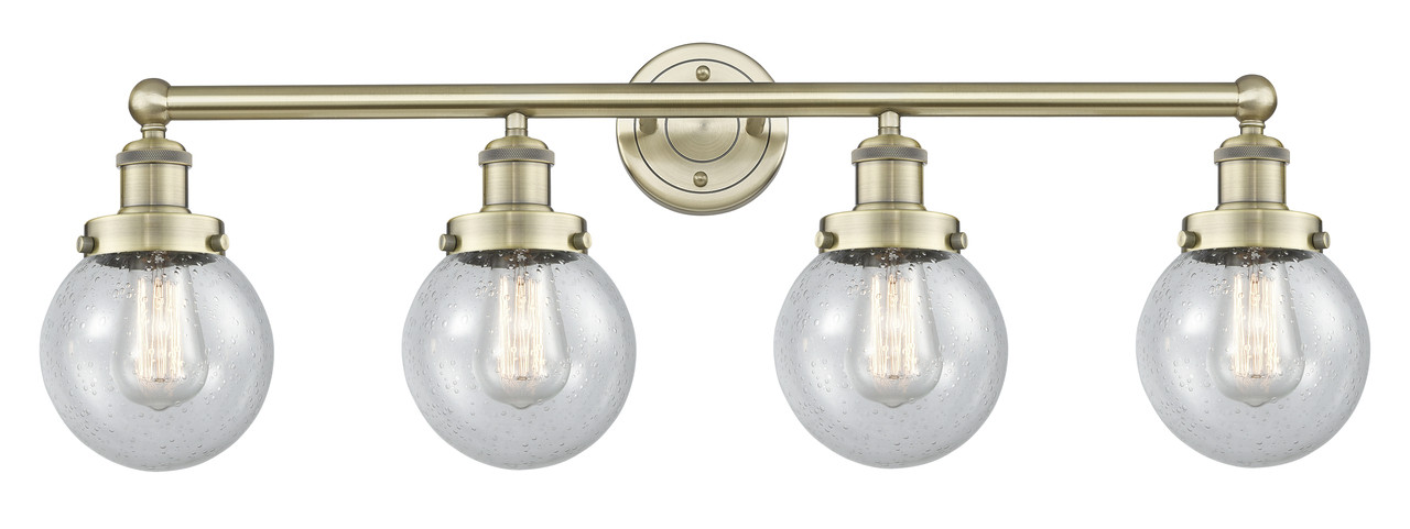 INNOVATIONS 616-4W-AB-G204-6 Beacon 4 33.5 inch Bath Vanity Light Antique Brass