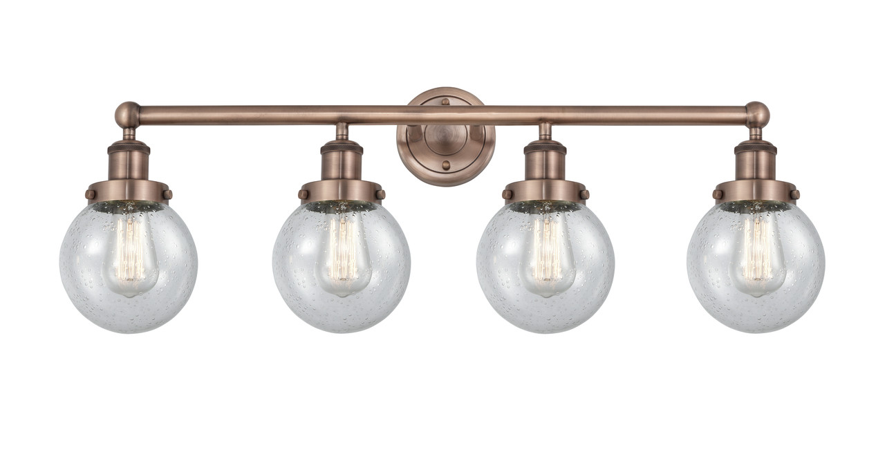 INNOVATIONS 616-4W-AC-G204-6 Beacon 4 33.5 inch Bath Vanity Light Antique Copper