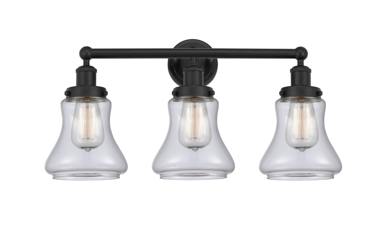 INNOVATIONS 616-3W-BK-G192 Bellmont 3 Light 24.5 inch Bath Vanity Light Matte Black