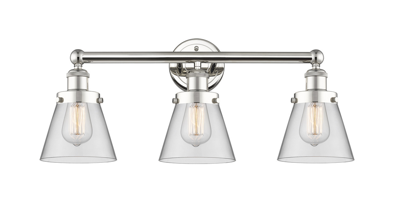 INNOVATIONS 616-3W-PN-G62 Cone 3 24.5 inch Bath Vanity Light Polished Nickel