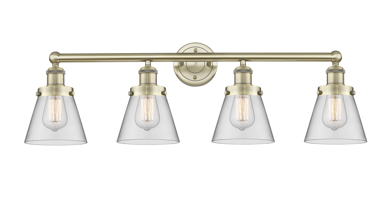 INNOVATIONS 616-4W-AB-G62 Cone 4 33.5 inch Bath Vanity Light Antique Brass