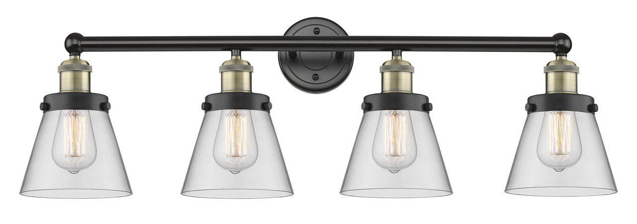 INNOVATIONS 616-4W-BAB-G62 Cone 4 33.5 inch Bath Vanity Light Black Antique Brass