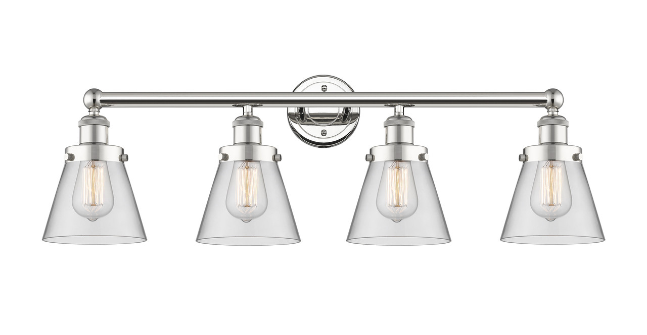 INNOVATIONS 616-4W-PN-G62 Cone 4 33.5 inch Bath Vanity Light Polished Nickel