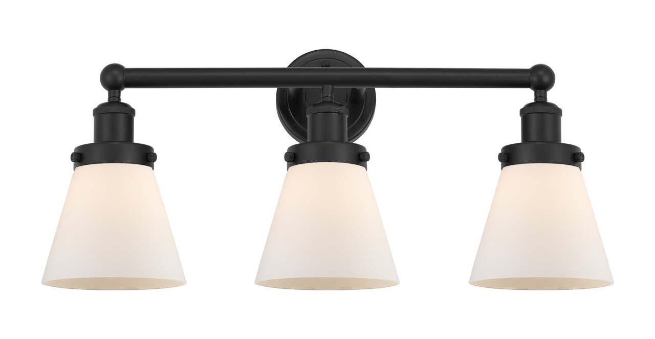 INNOVATIONS 616-3W-BK-G61 Cone 3 Light 24.5 inch Bath Vanity Light Matte Black