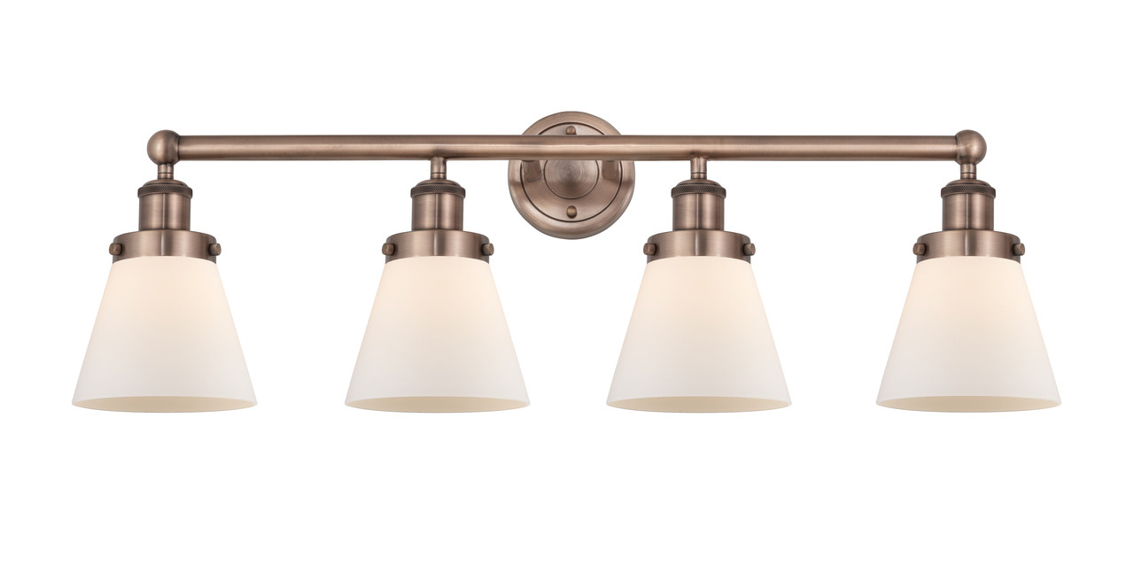 INNOVATIONS 616-4W-AC-G61 Cone 4 33.5 inch Bath Vanity Light Antique Copper