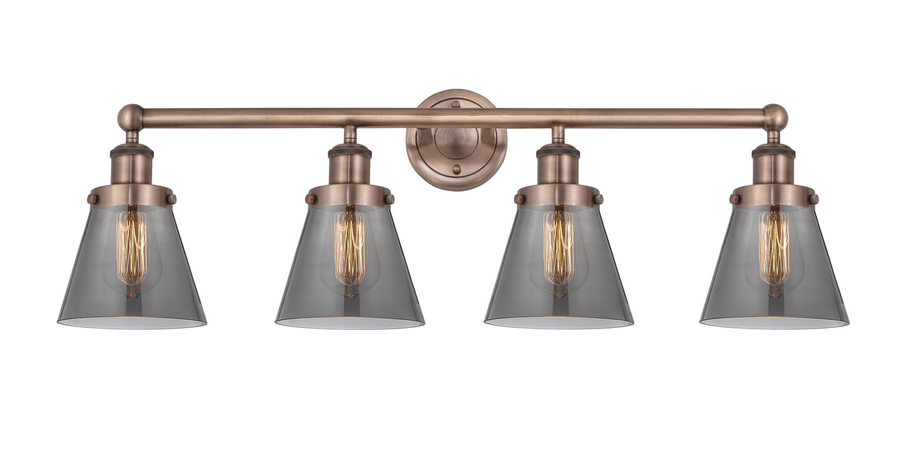 INNOVATIONS 616-4W-AC-G63 Cone 4 33.5 inch Bath Vanity Light Antique Copper