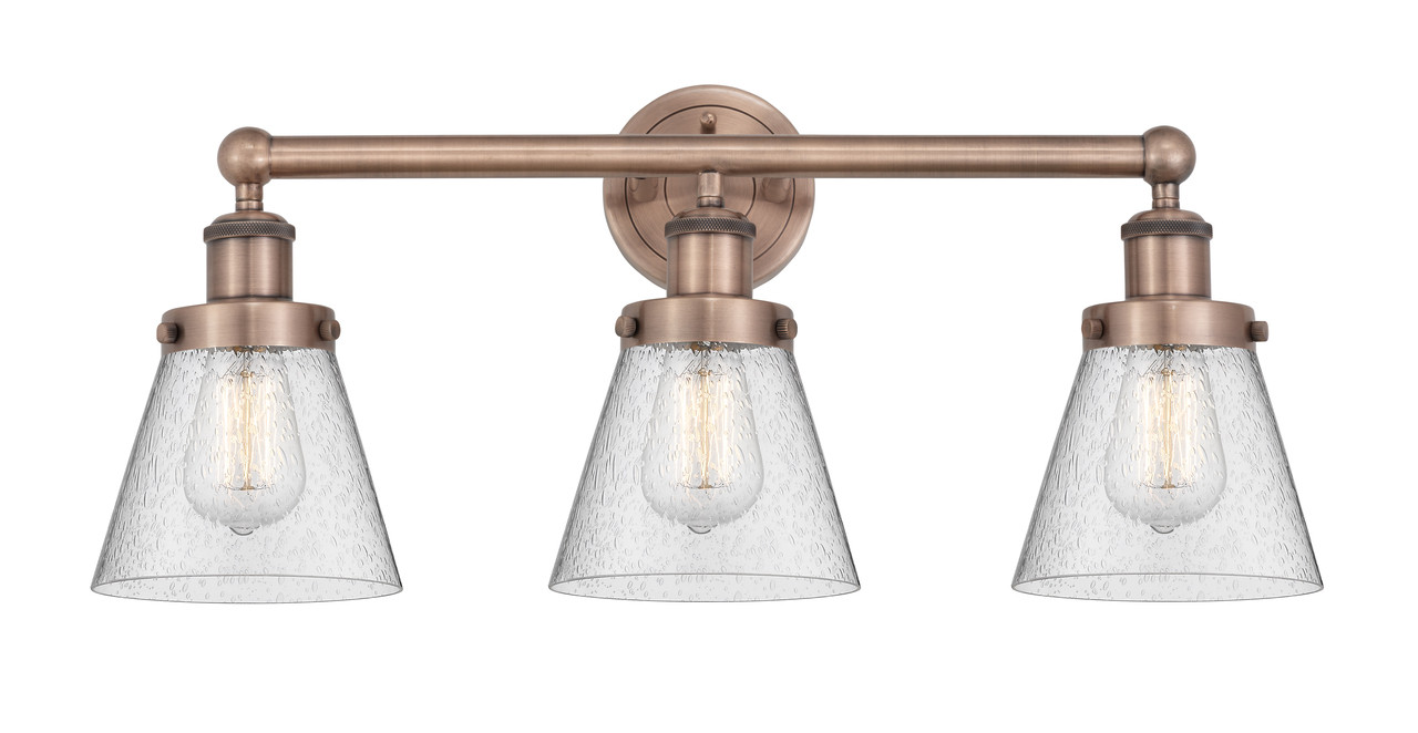 INNOVATIONS 616-3W-AC-G64 Cone 3 24.5 inch Bath Vanity Light Antique Copper