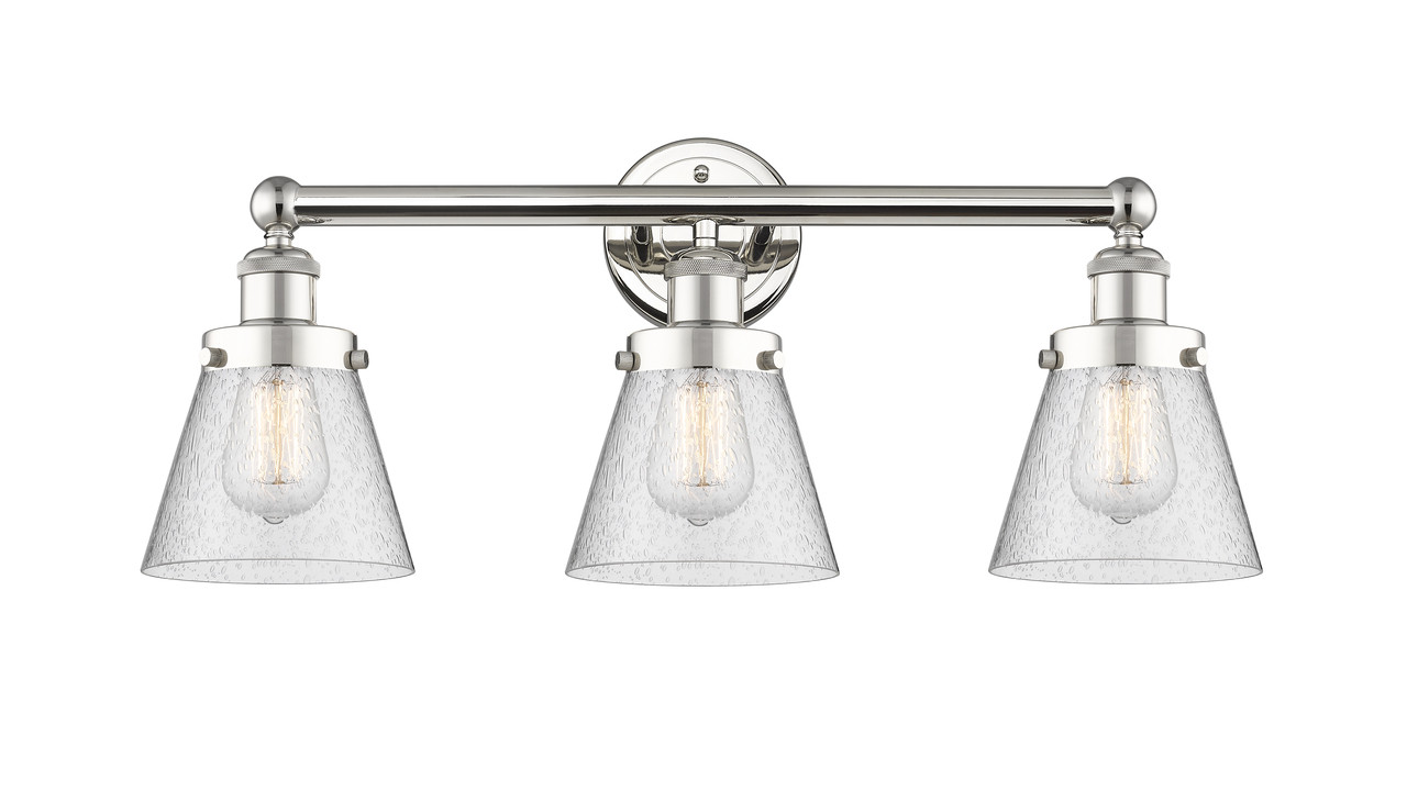 INNOVATIONS 616-3W-PN-G64 Cone 3 24.5 inch Bath Vanity Light Polished Nickel