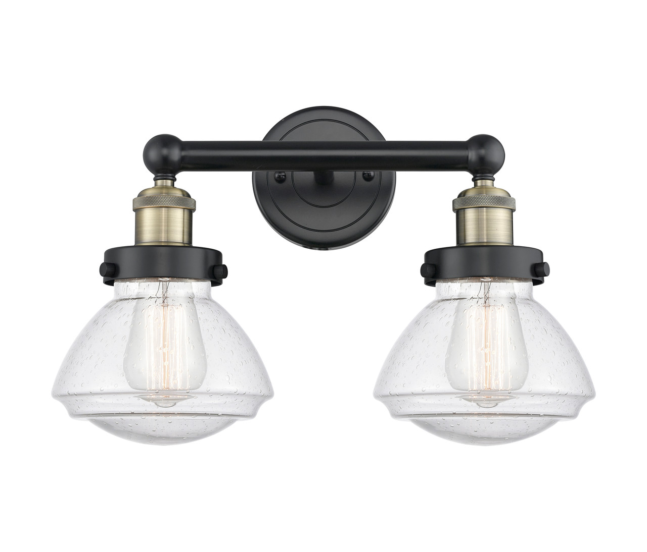 INNOVATIONS 616-2W-BAB-G324 Olean 2 15.5 inch Bath Vanity Light Black Antique Brass