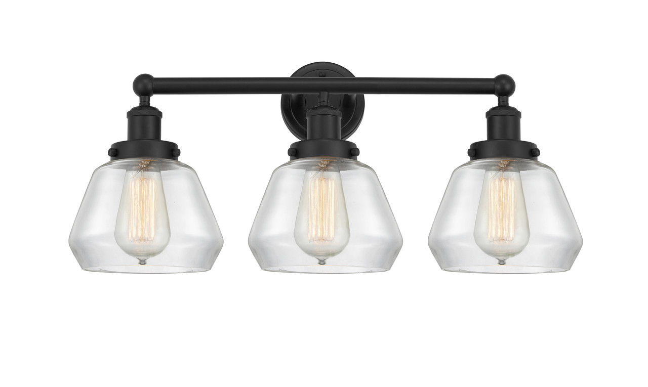 INNOVATIONS 616-3W-BK-G172 Fulton 3 Light 24.5 inch Bath Vanity Light Matte Black