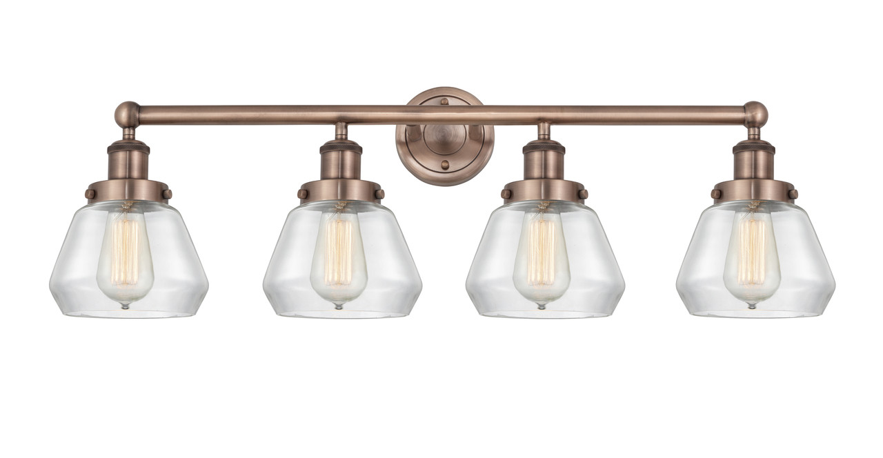 INNOVATIONS 616-4W-AC-G172 Fulton 4 33.5 inch Bath Vanity Light Antique Copper