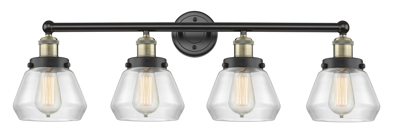 INNOVATIONS 616-4W-BAB-G172 Fulton 4 33.5 inch Bath Vanity Light Black Antique Brass