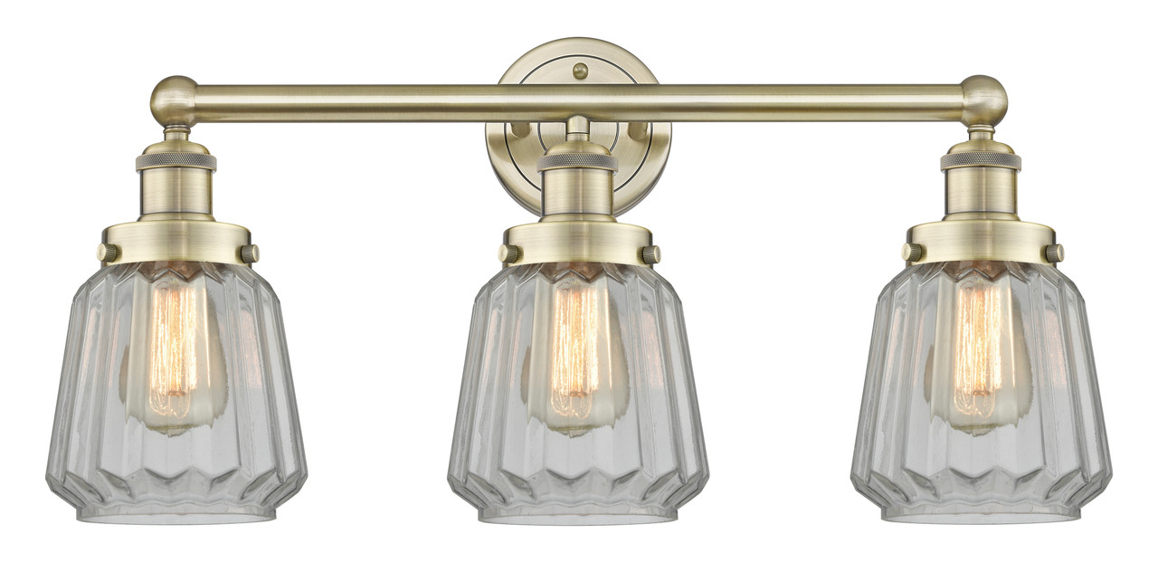 INNOVATIONS 616-3W-AB-G142 Chatham 3 24.5 inch Bath Vanity Light Antique Brass