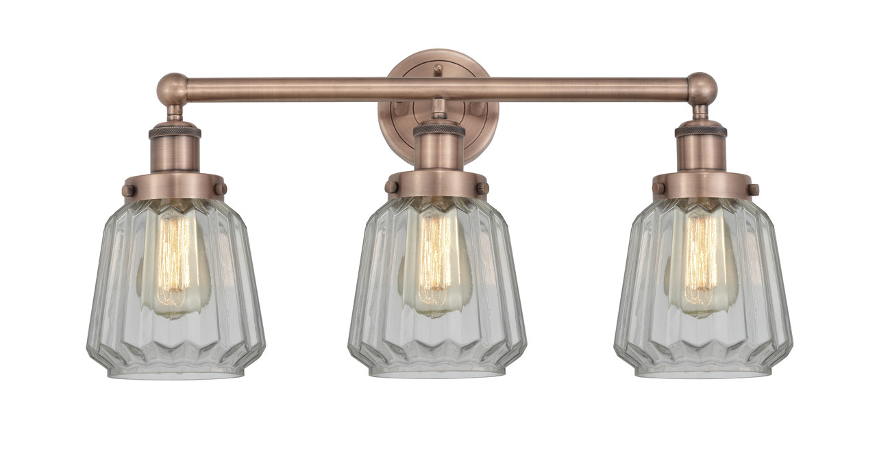 INNOVATIONS 616-3W-AC-G142 Chatham 3 24.5 inch Bath Vanity Light Antique Copper