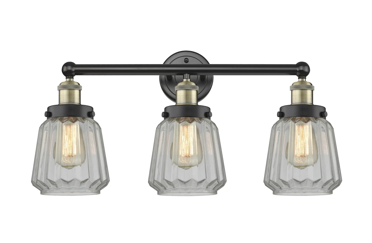 INNOVATIONS 616-3W-BAB-G142 Chatham 3 24.5 inch Bath Vanity Light Black Antique Brass