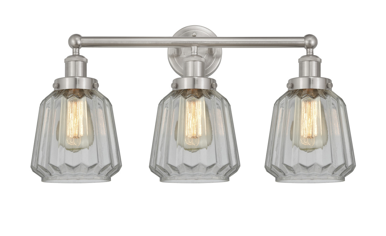 INNOVATIONS 616-3W-SN-G142 Chatham 3 Light 24.5 inch Bath Vanity Light Brushed Satin Nickel