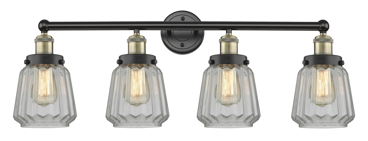 INNOVATIONS 616-4W-BAB-G142 Chatham 4 33.5 inch Bath Vanity Light Black Antique Brass
