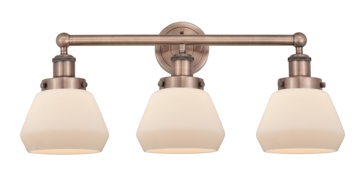 INNOVATIONS 616-3W-AC-G171 Fulton 3 24.5 inch Bath Vanity Light Antique Copper