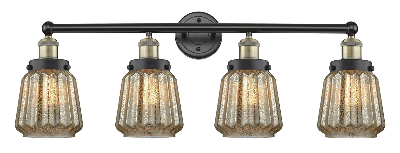 INNOVATIONS 616-4W-BAB-G146 Chatham 4 33.5 inch Bath Vanity Light Black Antique Brass