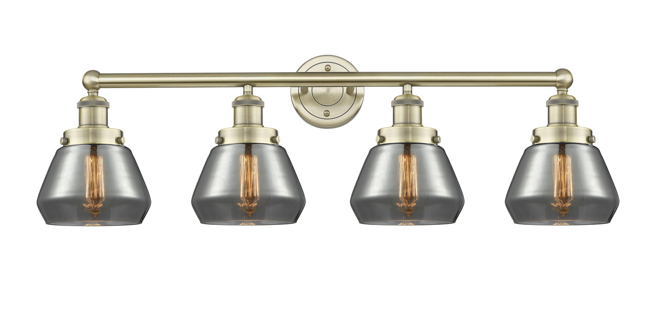 INNOVATIONS 616-4W-AB-G173 Fulton 4 33.5 inch Bath Vanity Light Antique Brass