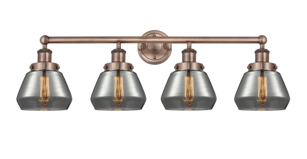 INNOVATIONS 616-4W-AC-G173 Fulton 4 33.5 inch Bath Vanity Light Antique Copper