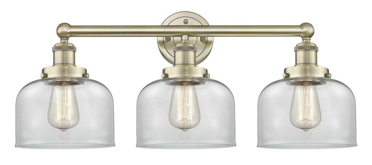 INNOVATIONS 616-3W-AB-G72 Bell 3 24.5 inch Bath Vanity Light Antique Brass