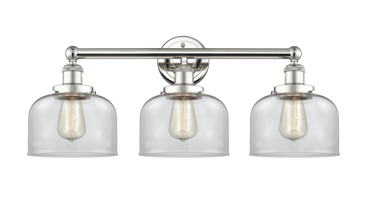INNOVATIONS 616-3W-PN-G72 Bell 3 24.5 inch Bath Vanity Light Polished Nickel