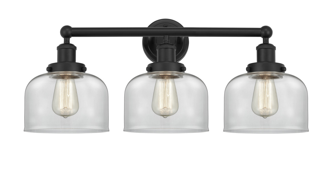 INNOVATIONS 616-3W-BK-G72 Bell 3 Light 24.5 inch Bath Vanity Light Matte Black