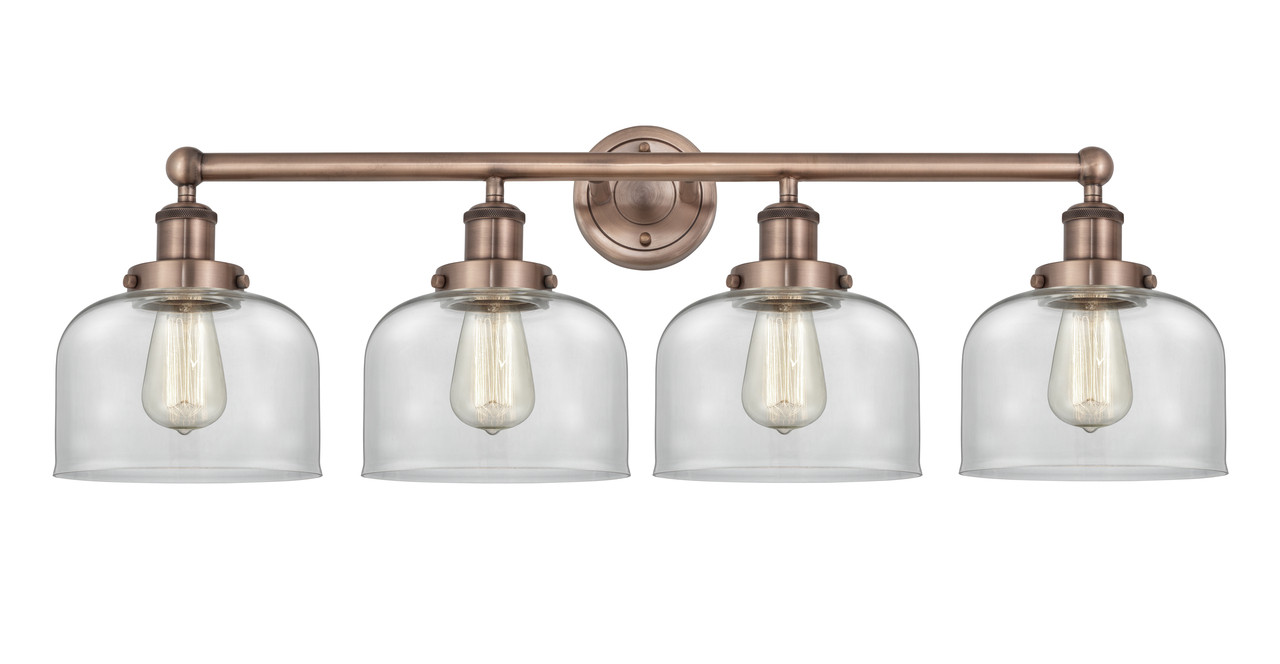 INNOVATIONS 616-4W-AC-G72 Bell 4 33.5 inch Bath Vanity Light Antique Copper