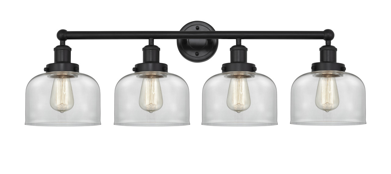 INNOVATIONS 616-4W-BK-G72 Bell 4 Light 33.5 inch Bath Vanity Light Matte Black