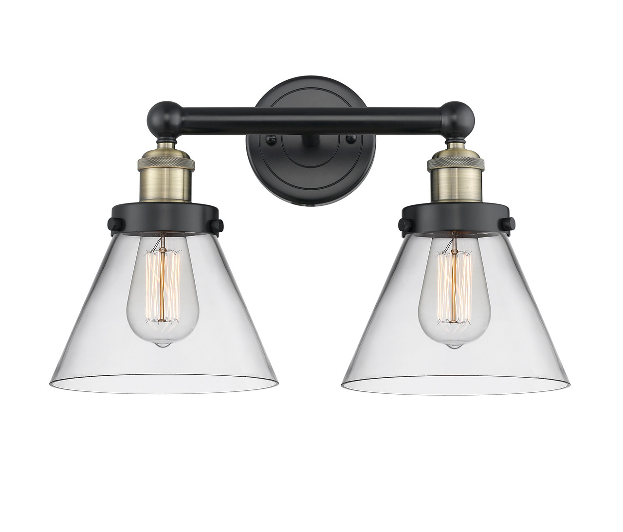 INNOVATIONS 616-2W-BAB-G42 Cone 2 16.75 inch Bath Vanity Light Black Antique Brass