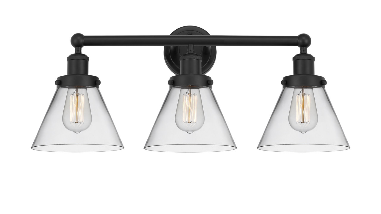 INNOVATIONS 616-3W-BK-G42 Cone 3 Light 25.75 inch Bath Vanity Light Matte Black