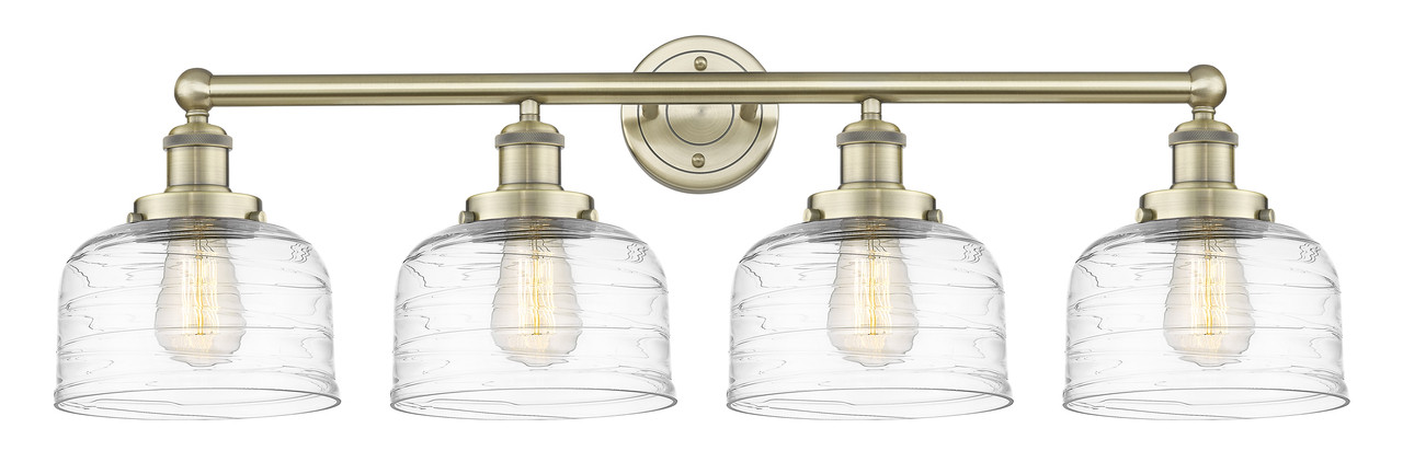 INNOVATIONS 616-4W-AB-G713 Bell 4 33.5 inch Bath Vanity Light Antique Brass