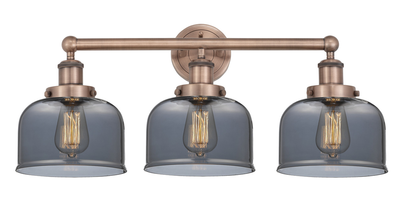 INNOVATIONS 616-3W-AC-G73 Bell 3 24.5 inch Bath Vanity Light Antique Copper