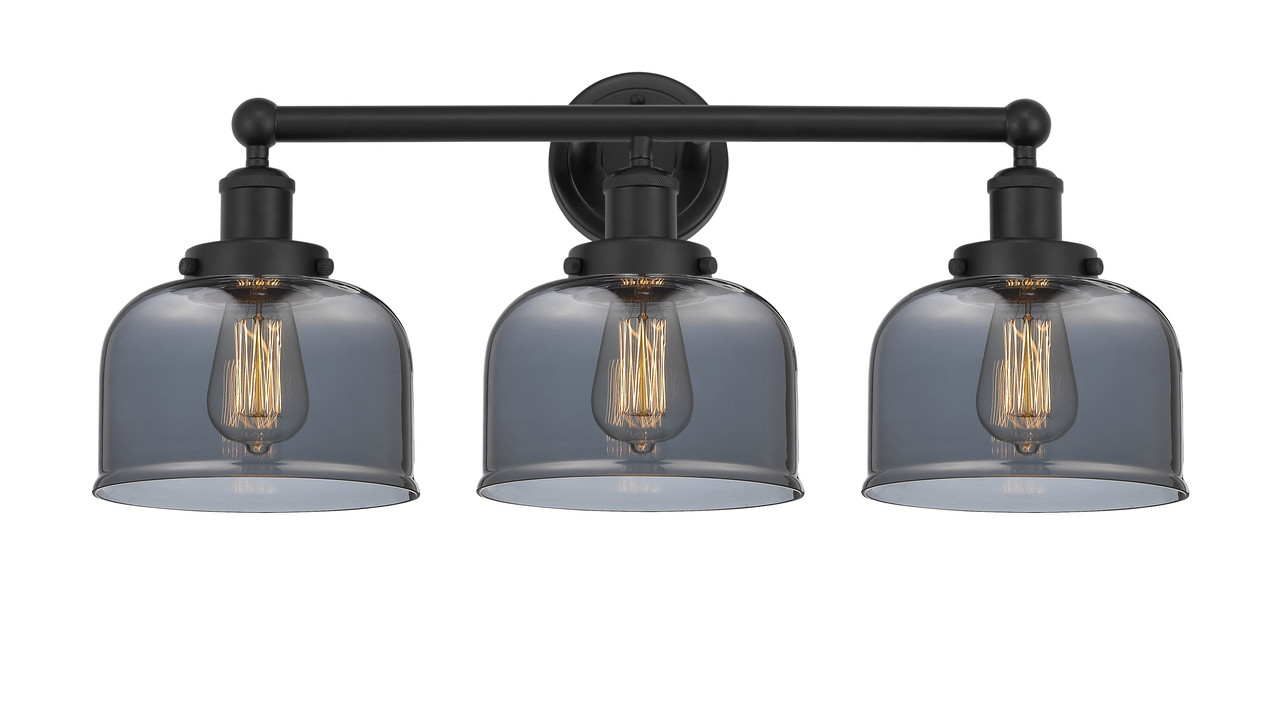 INNOVATIONS 616-3W-BK-G73 Bell 3 Light 24.5 inch Bath Vanity Light Matte Black