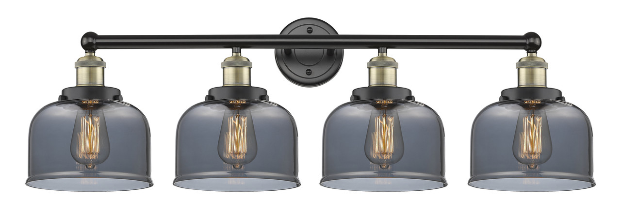 INNOVATIONS 616-4W-BAB-G73 Bell 4 33.5 inch Bath Vanity Light Black Antique Brass