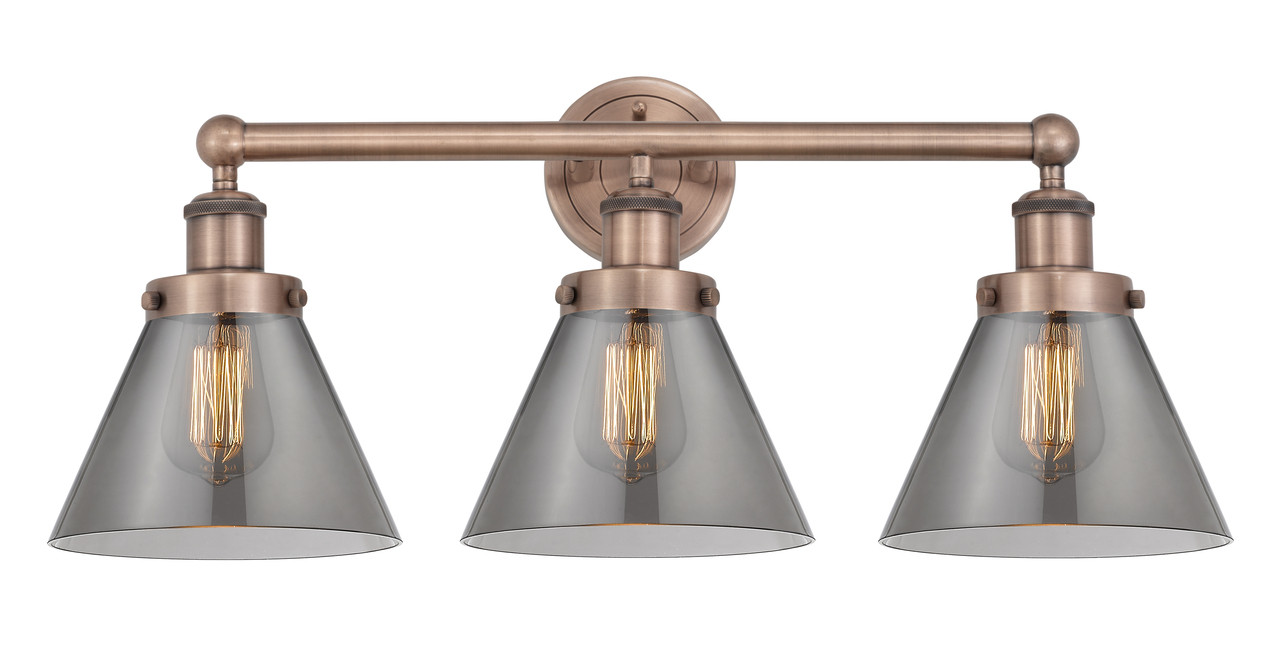INNOVATIONS 616-3W-AC-G43 Cone 3 24.5 inch Bath Vanity Light Antique Copper