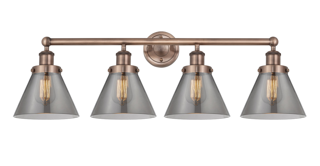 INNOVATIONS 616-4W-AC-G43 Cone 4 33.5 inch Bath Vanity Light Antique Copper