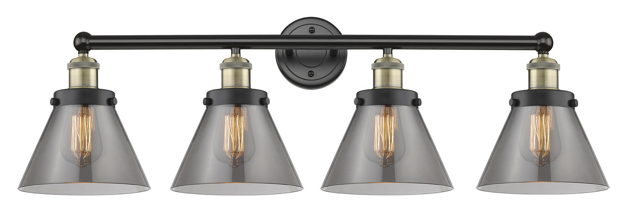 INNOVATIONS 616-4W-BAB-G43 Cone 4 33.5 inch Bath Vanity Light Black Antique Brass
