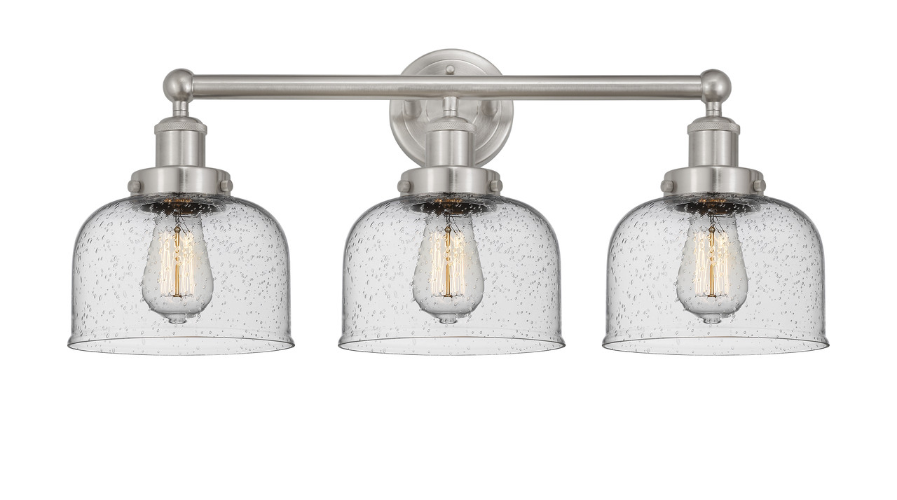 INNOVATIONS 616-3W-SN-G74 Bell 3 Light 24.5 inch Bath Vanity Light Brushed Satin Nickel