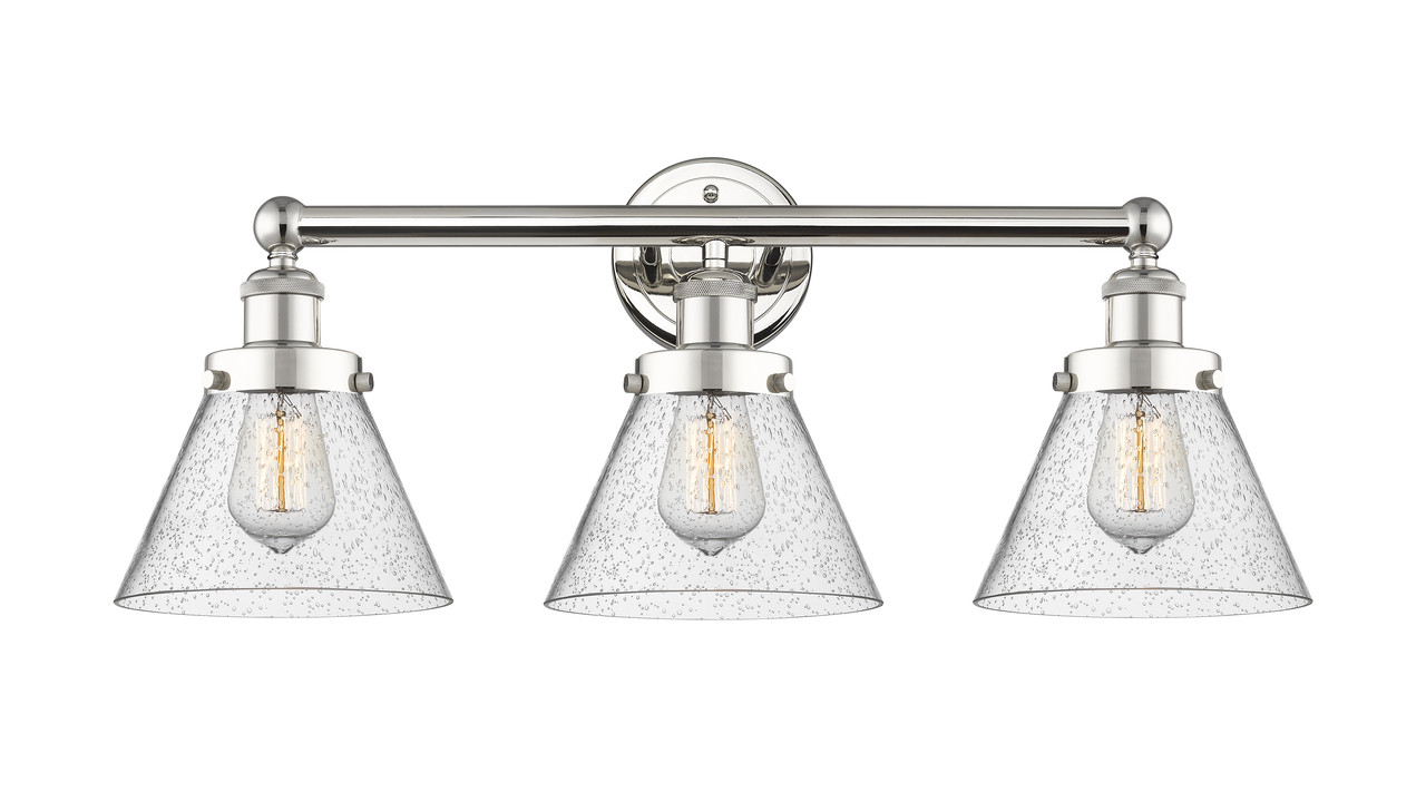 INNOVATIONS 616-3W-PN-G44 Cone 3 24.5 inch Bath Vanity Light Polished Nickel