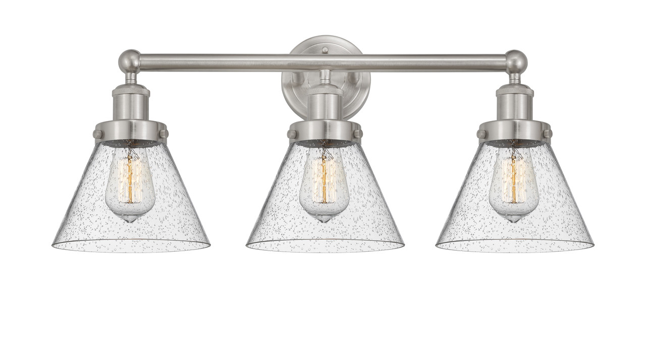 INNOVATIONS 616-3W-SN-G44 Cone 3 Light 24.5 inch Bath Vanity Light Brushed Satin Nickel