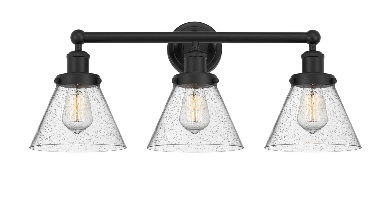INNOVATIONS 616-3W-BK-G44 Cone 3 Light 24.5 inch Bath Vanity Light Matte Black