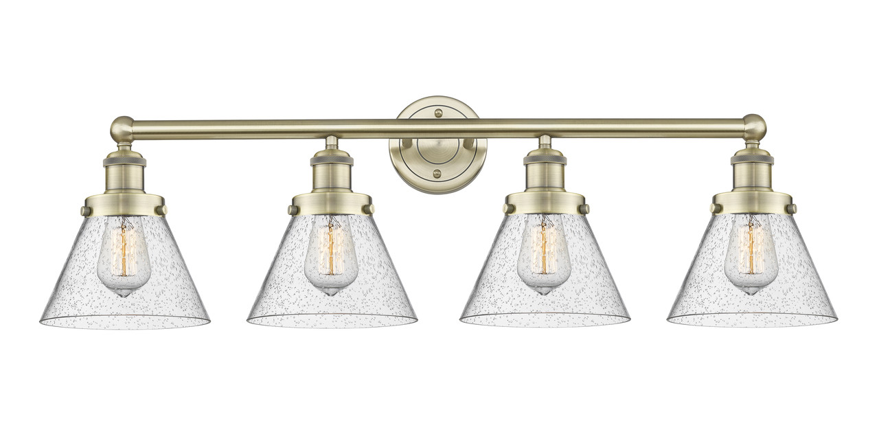 INNOVATIONS 616-4W-AB-G44 Cone 4 33.5 inch Bath Vanity Light Antique Brass