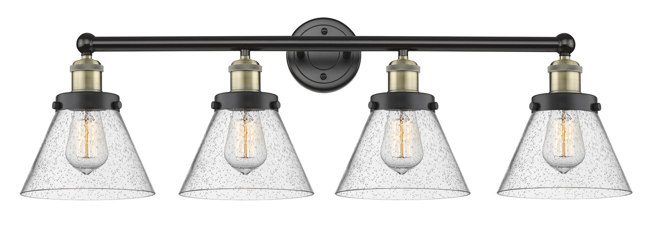 INNOVATIONS 616-4W-BAB-G44 Cone 4 33.5 inch Bath Vanity Light Black Antique Brass