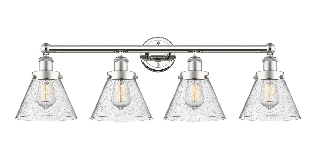 INNOVATIONS 616-4W-PN-G44 Cone 4 33.5 inch Bath Vanity Light Polished Nickel