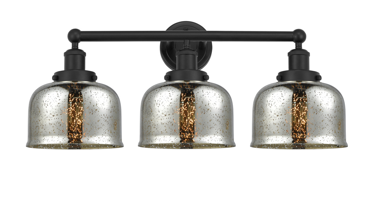 INNOVATIONS 616-3W-BK-G78 Bell 3 Light 24.5 inch Bath Vanity Light Matte Black