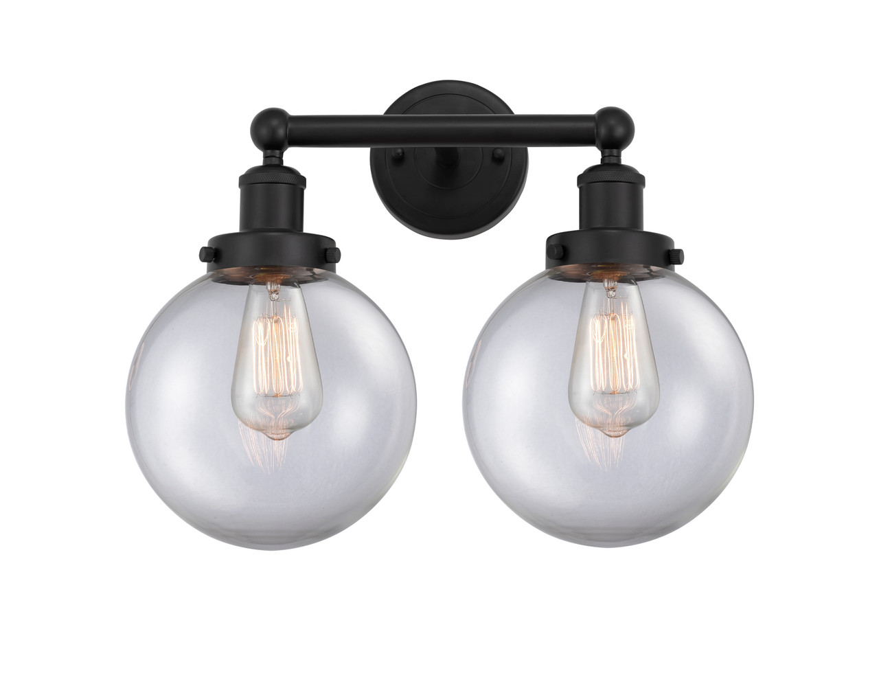 INNOVATIONS 616-2W-BK-G202-8 Beacon 2 Light 15.5 inch Bath Vanity Light Matte Black