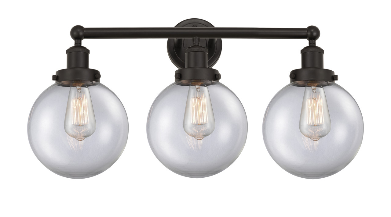 INNOVATIONS 616-3W-OB-G202-8 Beacon 3 Light 24.5 inch Bath Vanity Light Oil Rubbed Bronze